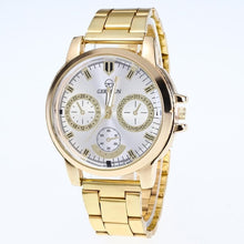 Load image into Gallery viewer, Men Fashion Steel Band Round Dial 10mm/0.39inch Folding Buckle 30m Quartz Casual Wrist Watch 4cm/1.57inch